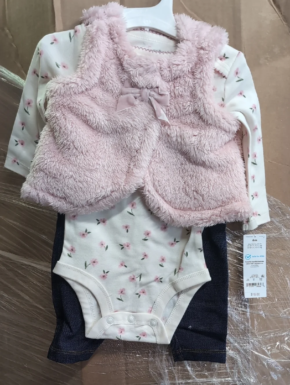 Carter's Just One Baby Girls Faux Shearling Vest With Jeggins